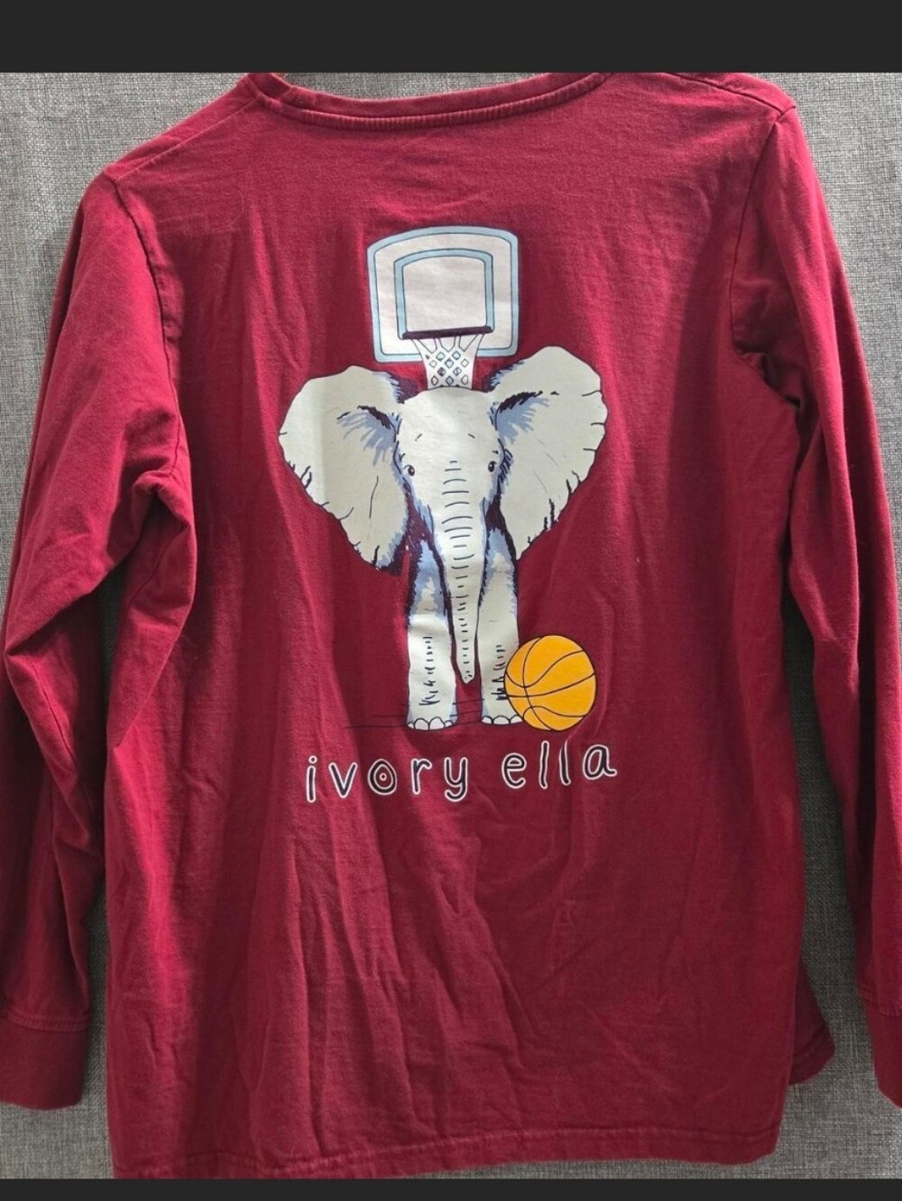Ivory Ella Red Long-Sleeve Elephant Basketball Tee